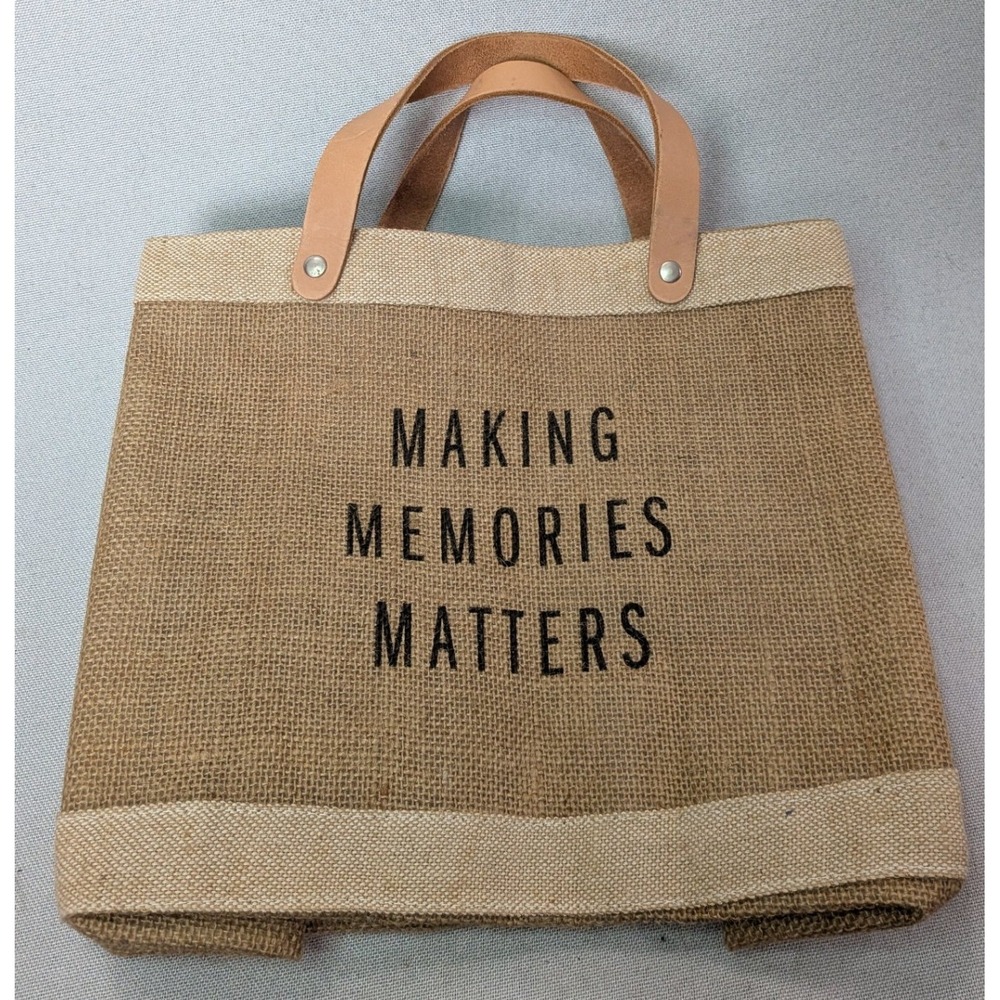 Apolis Market Bag Unisex OS Tan Good Making Memories Matters Jute Leather Tote